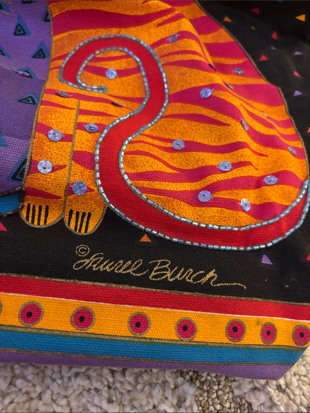 Laurel Burch Multicolor Cat Trio Tote - Picture 5 of 6